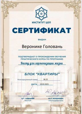 Вероника Арт сертификат